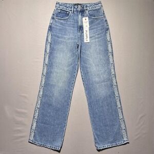 Purple Brand High Rise Wide Leg Side Cut Out Pearly Jeans Womens 26 Blue